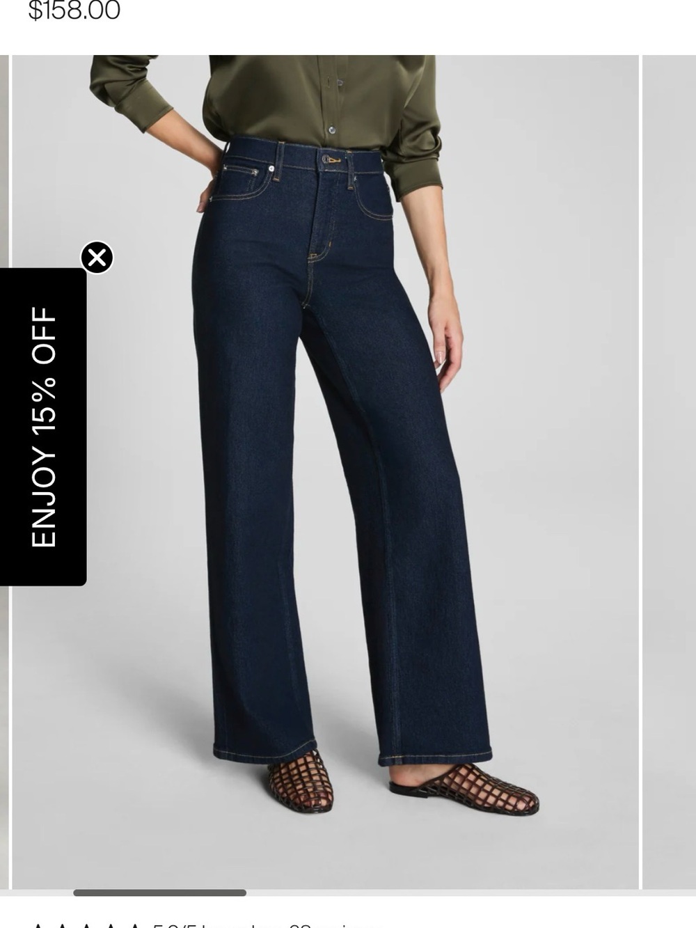 SPANX Dark Indigo High-Rise Wide-Leg Jeans